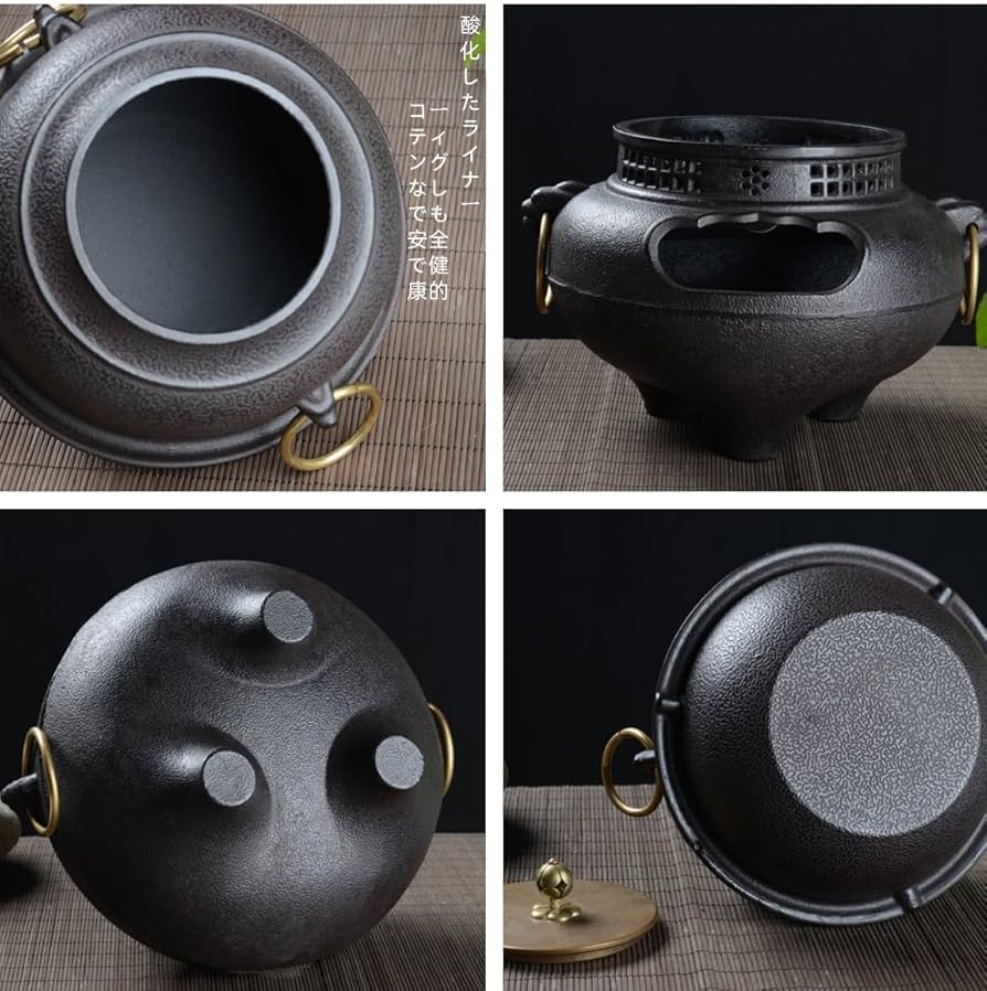 鋳鉄製 茶釜 Amazon | JICOMUS急須、鬼面鋳鉄風炉茶釜、鉄風炉、茶道具、炭火